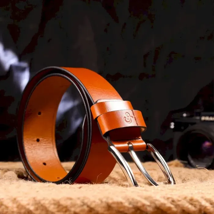 Люксовий ремінь для чоловіків з натуральної шкіри Grande Pelle 21473 Рудий