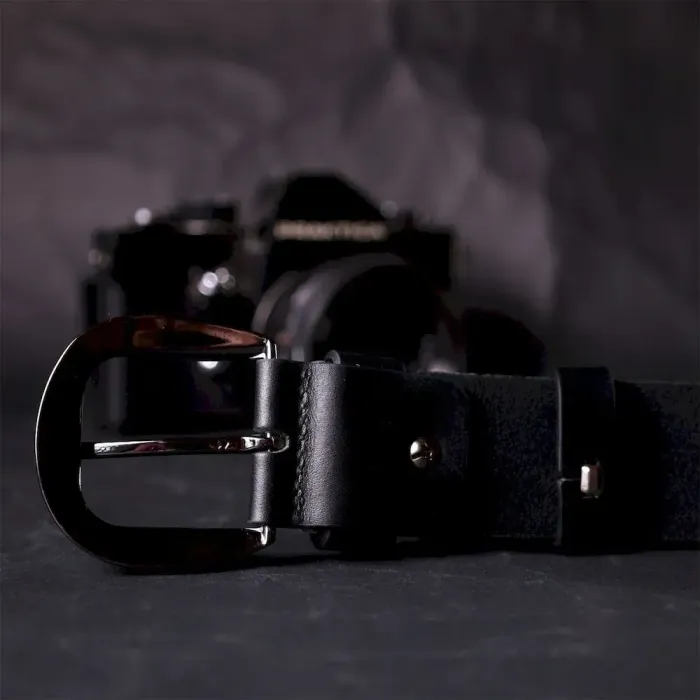 Люксовий ремінь під джинси з натуральної шкіри GRANDE PELLE 11691 Чорний