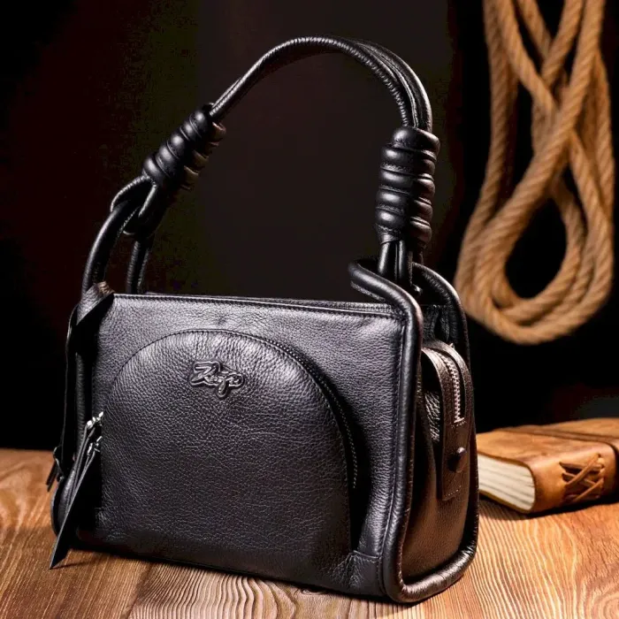 Маленька шкіряна сумка жіноча KARYA 20935 шкіряна Чорний