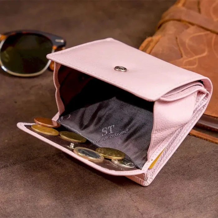 Маленький гаманець з автономною монетницею жіночий ST Leather 19265 Рожевий