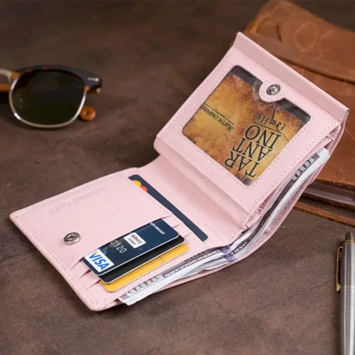 Маленький гаманець з автономною монетницею жіночий ST Leather 19265 Рожевий