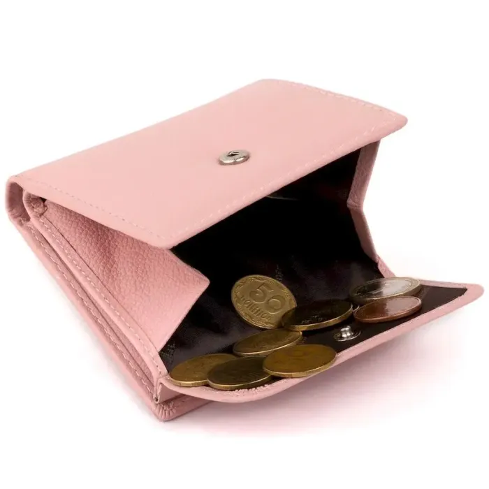 Маленький гаманець з автономною монетницею жіночий ST Leather 19265 Рожевий