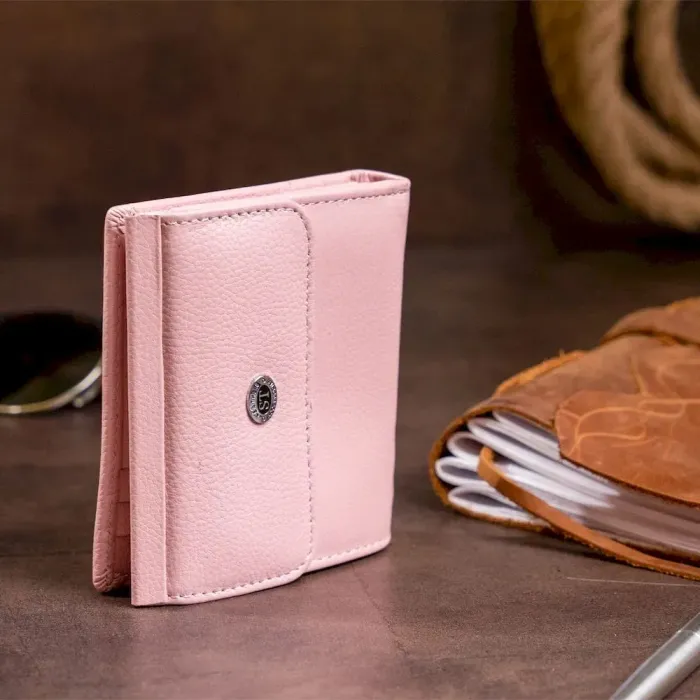 Маленький гаманець з автономною монетницею жіночий ST Leather 19265 Рожевий