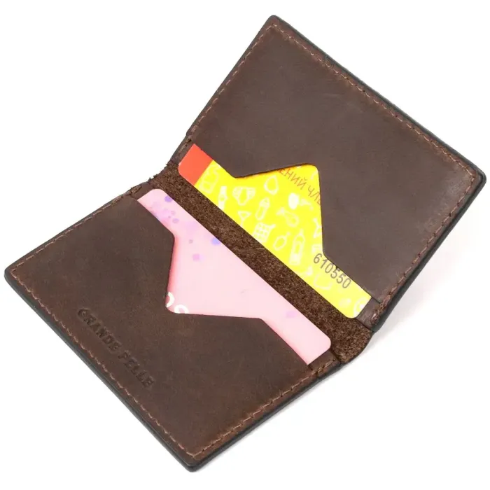 Маленький шкіряний картхолдер GRANDE PELLE 11503 Коричневий