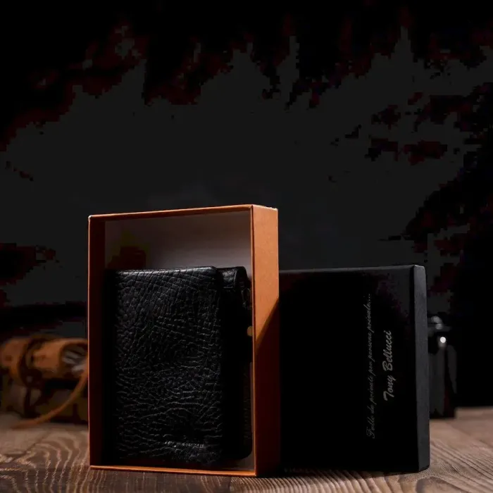 Маленький но вместительный кошелек из натуральной кожи Tony Bellucci 22021 Синий