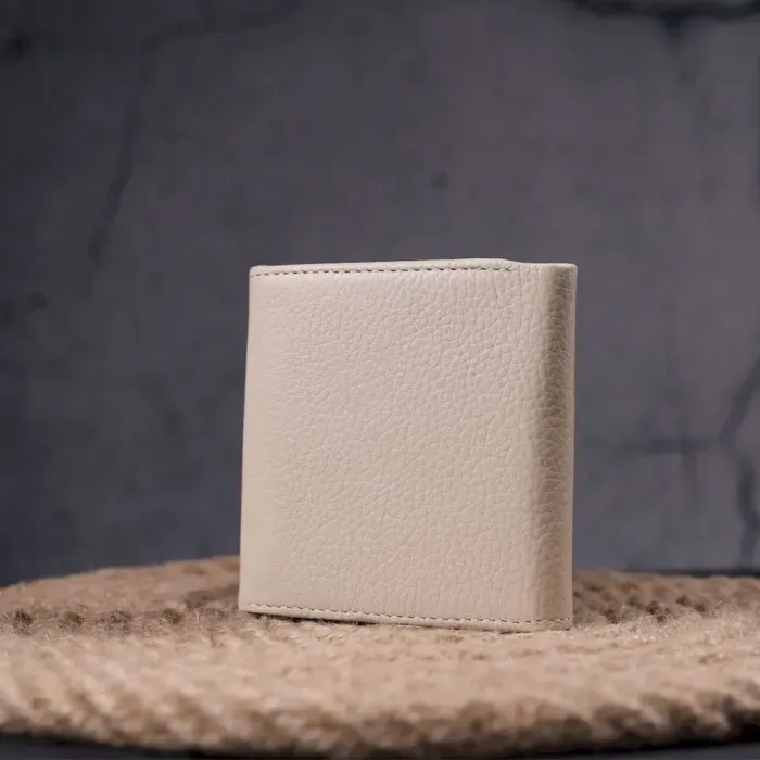 Маленький женский кошелек с монетницей из натуральной кожи KARYA 21377 Молочный