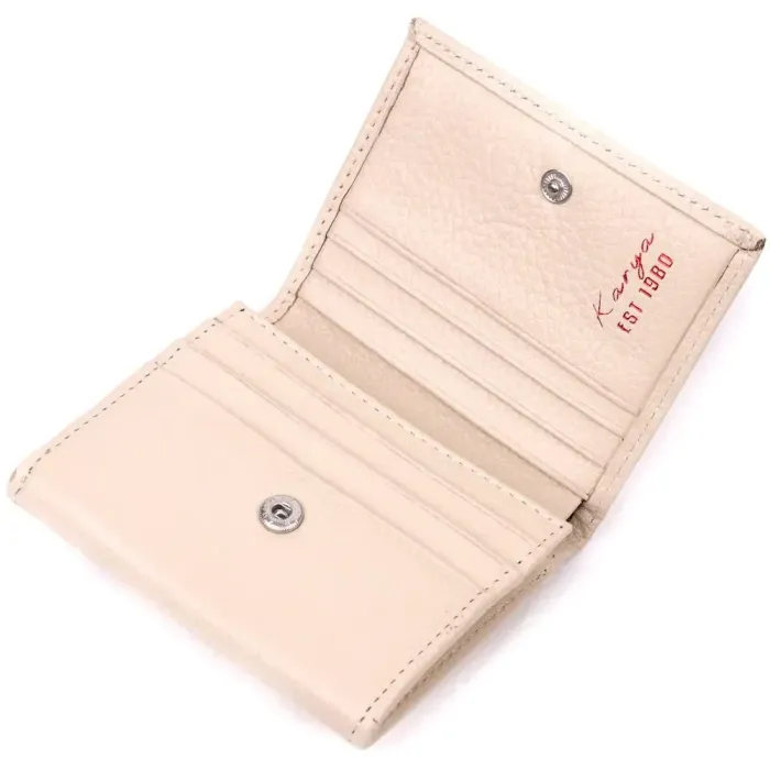 Маленький женский кошелек с монетницей из натуральной кожи KARYA 21377 Молочный