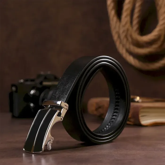 Массивный мужской ремень автомат Vintage 20211 Черный