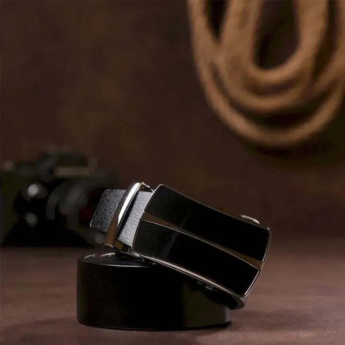 Массивный мужской ремень автомат Vintage 20211 Черный