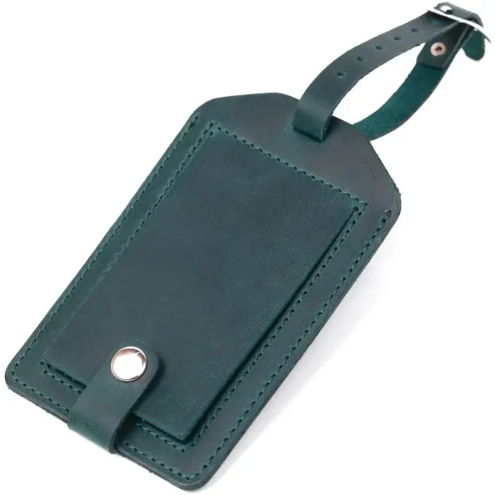 Матова шкіряна бирка на валізу Shvigel 16557 Зелений