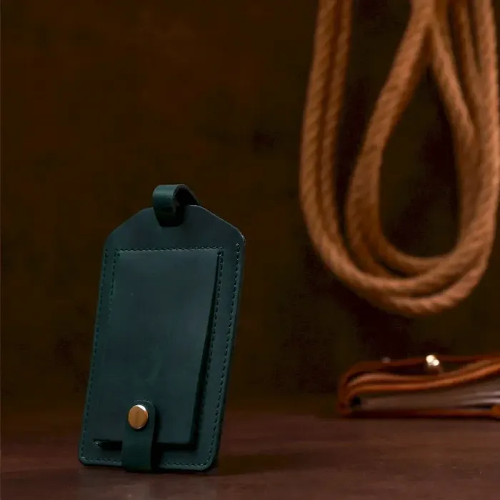 Матова шкіряна бирка на валізу Shvigel 16557 Зелений