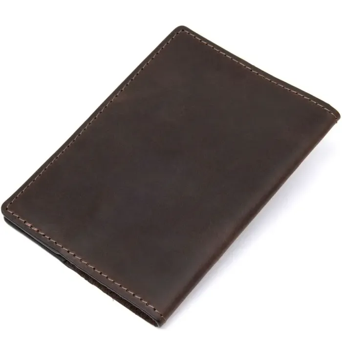 Матова шкіряна обкладинка на паспорт GRANDE PELLE 11481 Коричневий