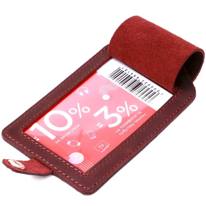 Матова вінтажна шкіряна бирка на валізу Shvigel 16558 Бордова