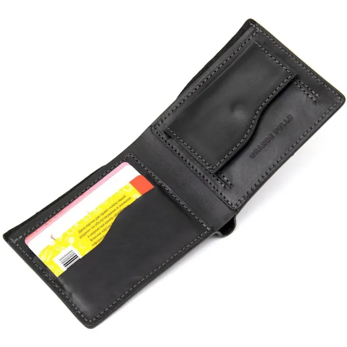 Матове шкіряне портмоне GRANDE PELLE 11457 Чорний