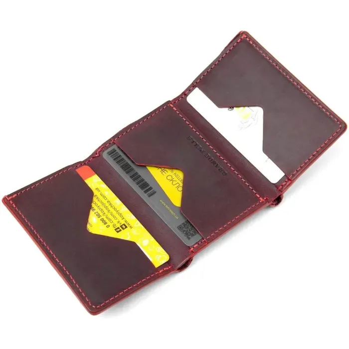 Матовое винтажное портмоне GRANDE PELLE 11454 Бордовый