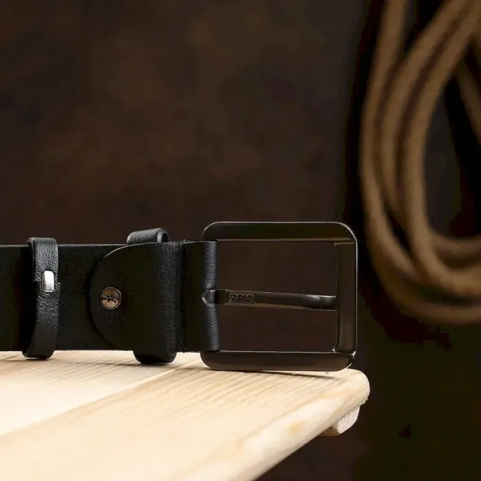 Матовый добротный мужской ремень Vintage 20735 Черный