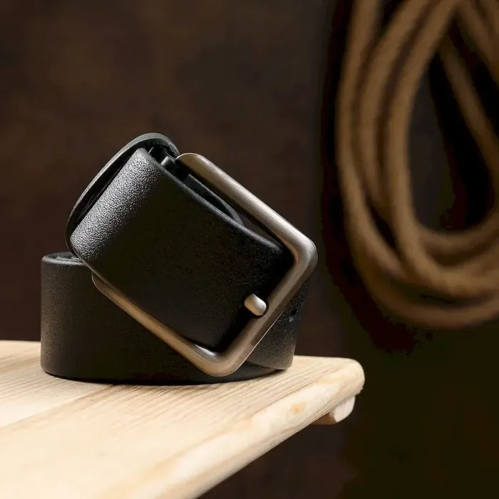 Матовый добротный мужской ремень Vintage 20735 Черный