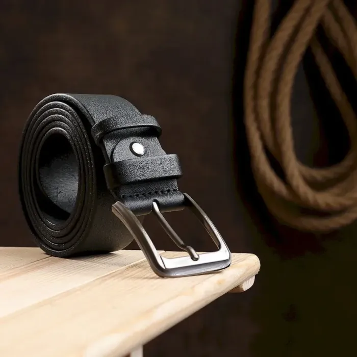 Матовый мужской ремень батал Vintage 20731 Черный