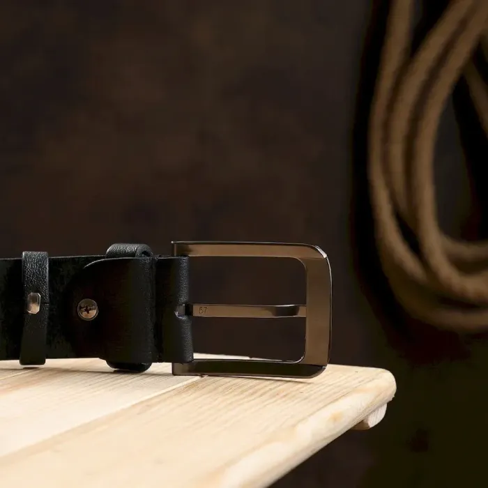 Матовый мужской ремень батал Vintage 20731 Черный