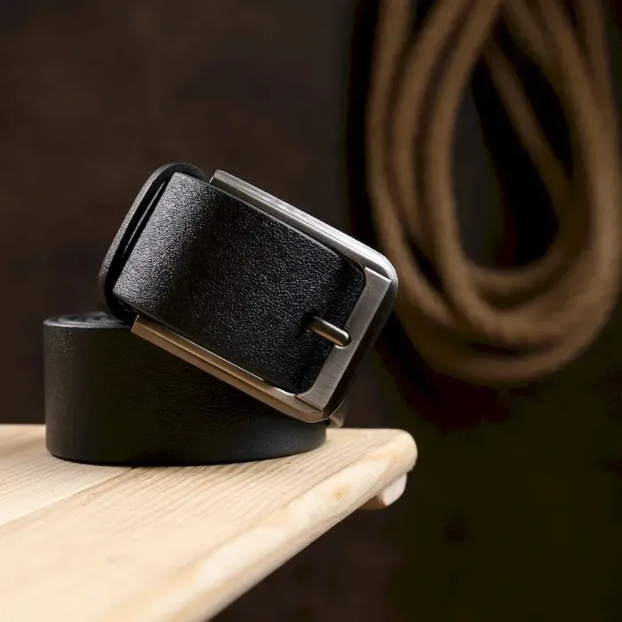 Матовый мужской ремень батал Vintage 20731 Черный