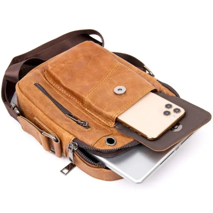 Месенджер з отвором для навушників чоловічий Vintage 20416 Рудий