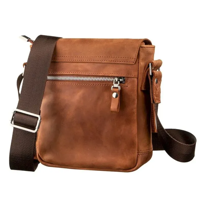 Месенджер SHVIGEL 11163 із вінтажної шкіри Рудий