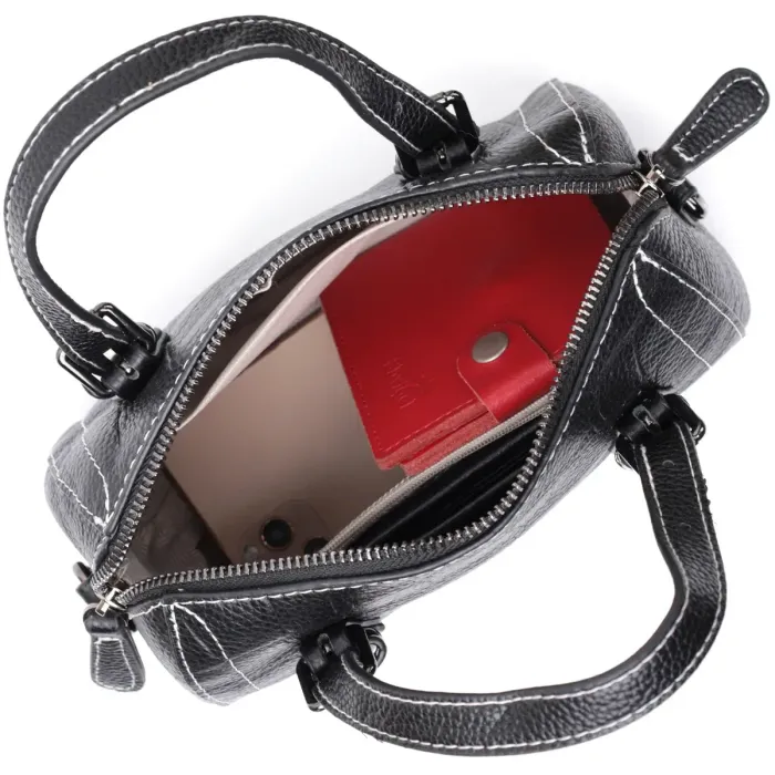 Мініатюрна жіноча сумка з двома ручками з натуральної шкіри Vintage 22358 Чорна