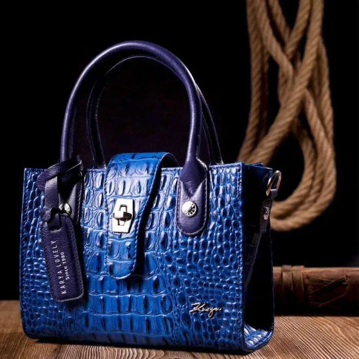 Миниатюрная женская сумка с ручками KARYA 20894 кожаная Синий