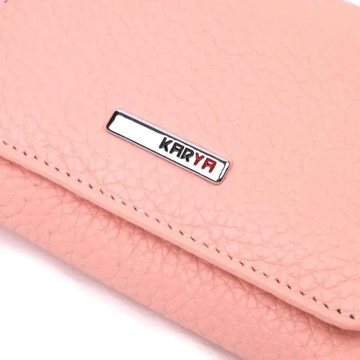 Миниатюрное женское портмоне из натуральной кожи KARYA 21317 Розовый