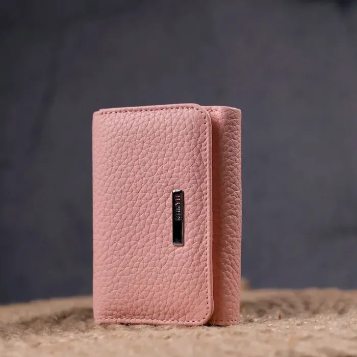 Миниатюрное женское портмоне из натуральной кожи KARYA 21317 Розовый