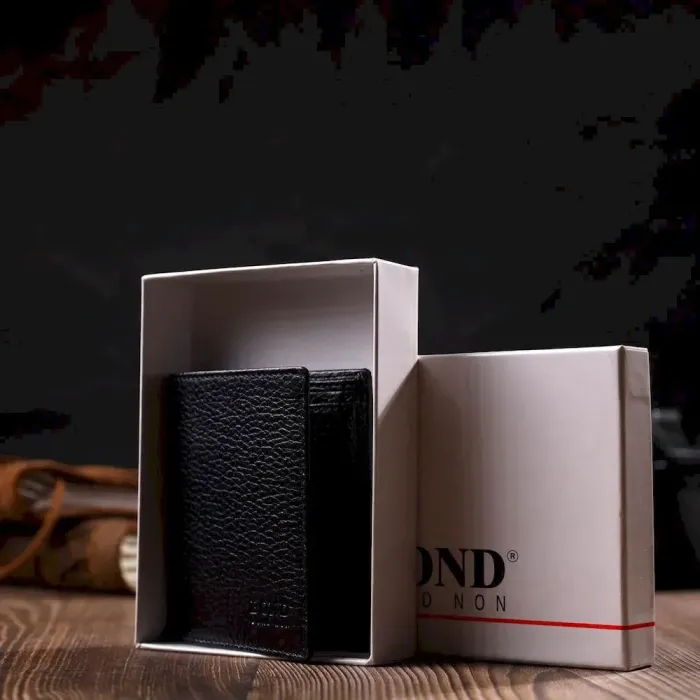 Мініатюрний чоловічий гаманець з натуральної шкіри BOND 21992 Чорний
