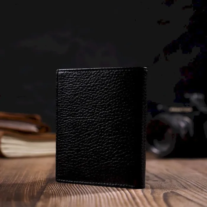 Мініатюрний чоловічий гаманець з натуральної шкіри BOND 21992 Чорний