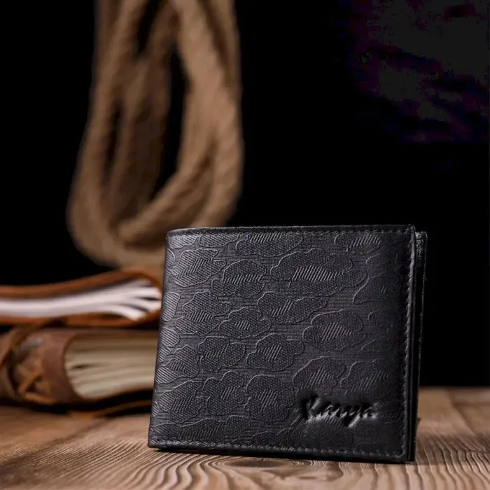 Миниатюрный мужской зажим из фактурной кожи KARYA 21049 Черный