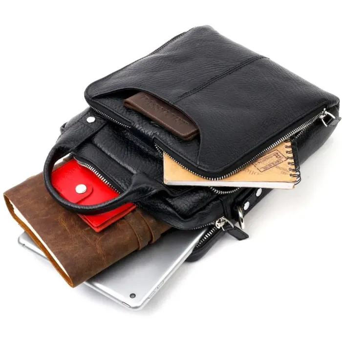 Многофункциональная мужская сумка KARYA 20900 кожаная Черный