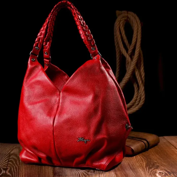 Багатофункціональна сумка жіноча на плече KARYA 20878 шкіряна Червоний