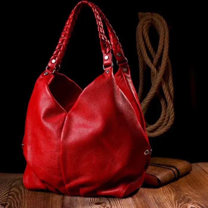 Багатофункціональна сумка жіноча на плече KARYA 20878 шкіряна Червоний