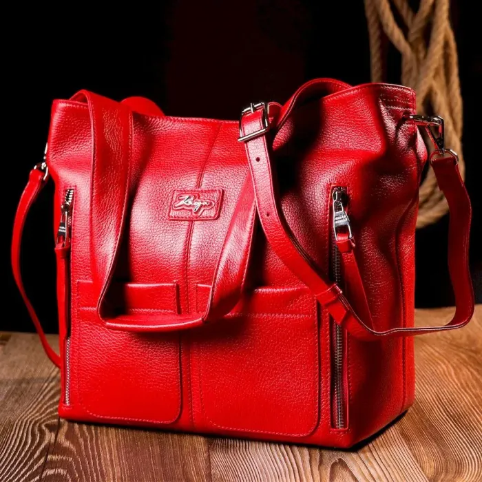 Багатофункціональна жіноча сумка-шоппер із кишенями KARYA 20876 Червоний