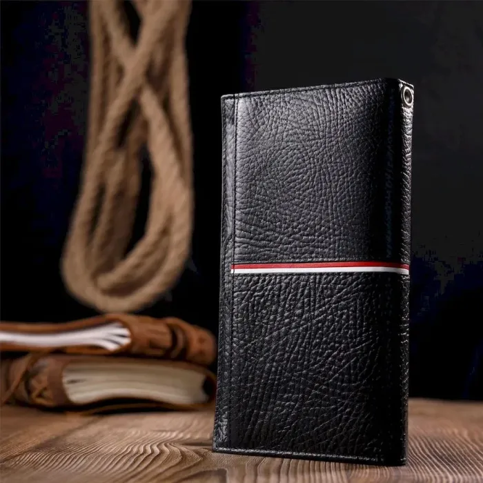 Багатофункціональний клатч із натуральної крупнозернистої шкіри KARYA 21181 Чорний