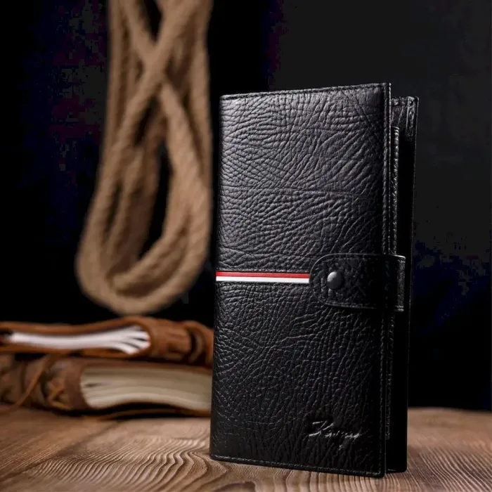 Багатофункціональний клатч із натуральної крупнозернистої шкіри KARYA 21181 Чорний