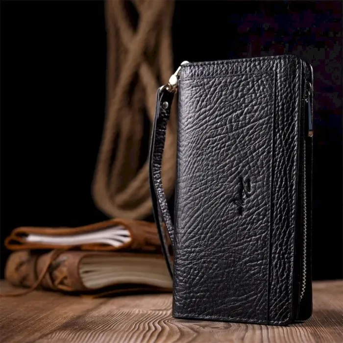 Багатофункціональний гаманець-клатч із натуральної шкіри KARYA 21136 Чорний