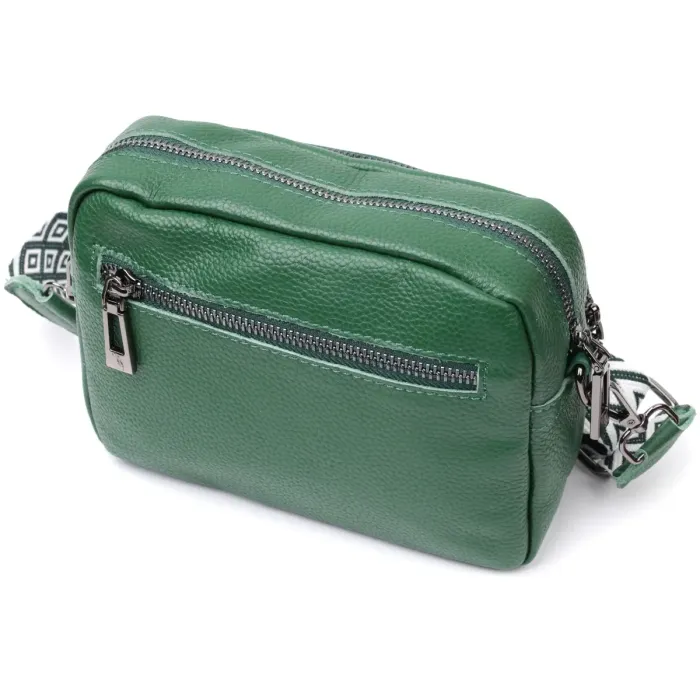 Модна жіноча сумка крос-боді з натуральної шкіри Vintage 22296 Зелена