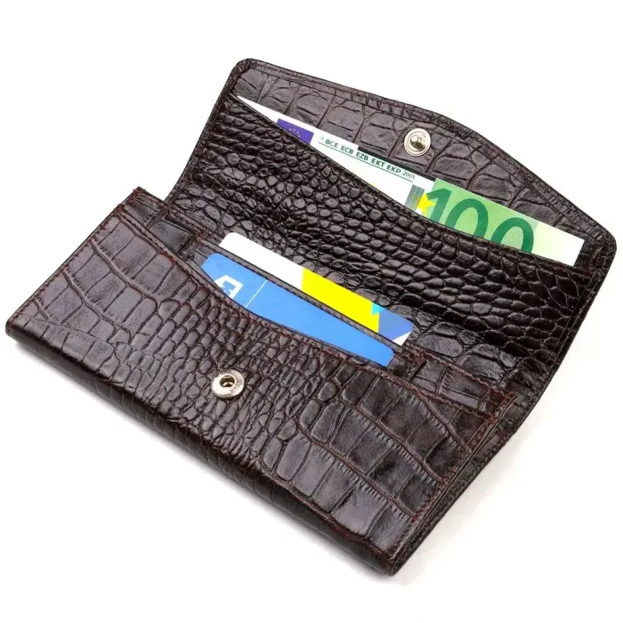 Модний гаманець для жінок з натуральної фактурної шкіри з тисненням під крокодила CANPELLINI 21726