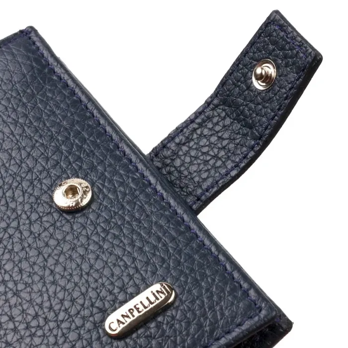 Модный мужской бумажник из натуральной зернистой кожи CANPELLINI 21746 Синий