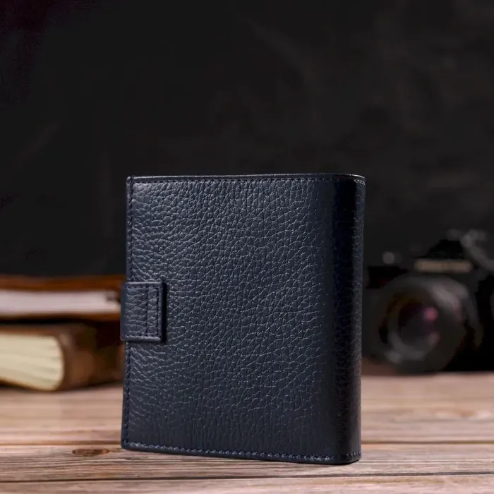 Модный мужской бумажник из натуральной зернистой кожи CANPELLINI 21746 Синий