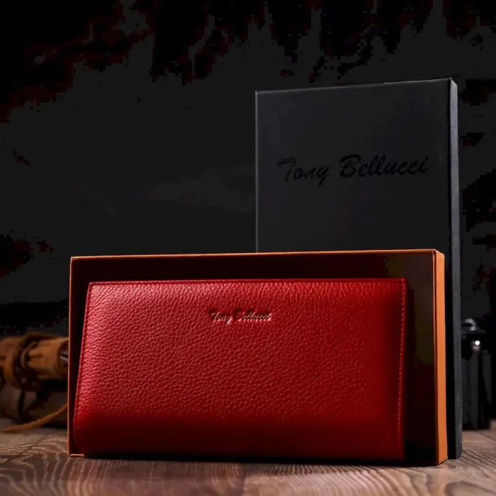 Модний жіночий клатч з блоком для кредитних карток з натуральної шкіри Tony Bellucci 22034 Червоний