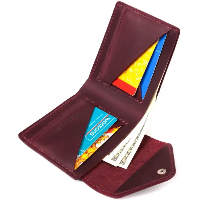 Модний жіночий гаманець з монетницею із матової натуральної шкіри GRANDE PELLE 16805 Бордовий