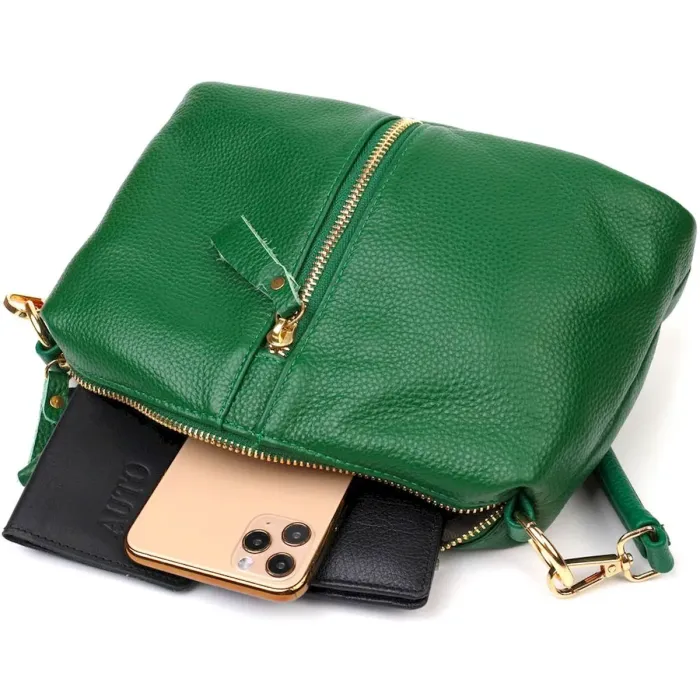 Молодіжна сумка через плече з натуральної шкіри 22097 Vintage Зелена