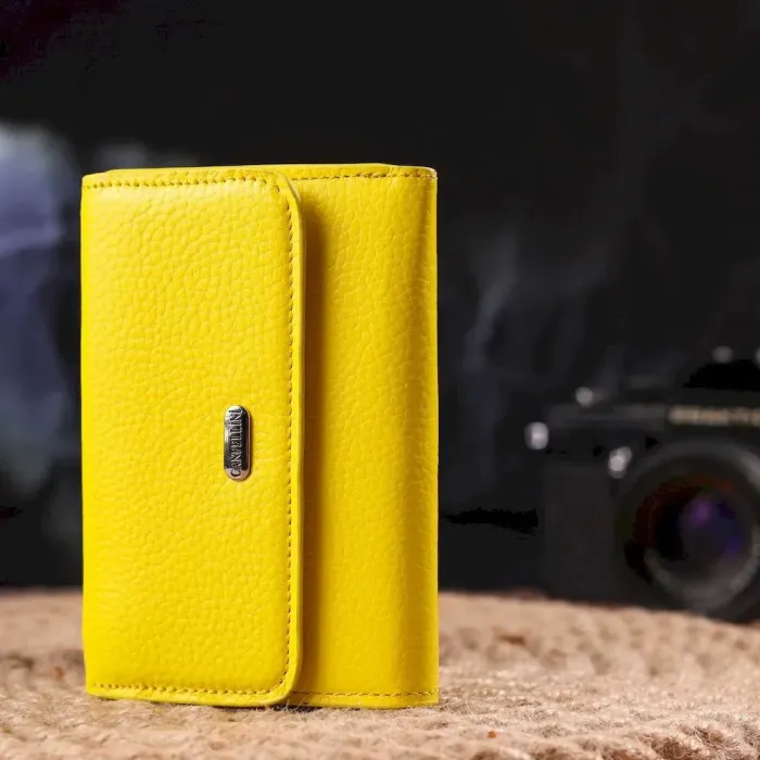 Молодіжний яскравий гаманець із натуральної шкіри флотар CANPELLINI 21597 Лимонний
