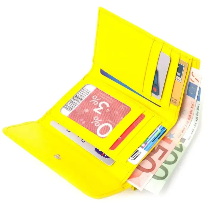 Молодіжний яскравий гаманець із натуральної шкіри флотар CANPELLINI 21597 Лимонний