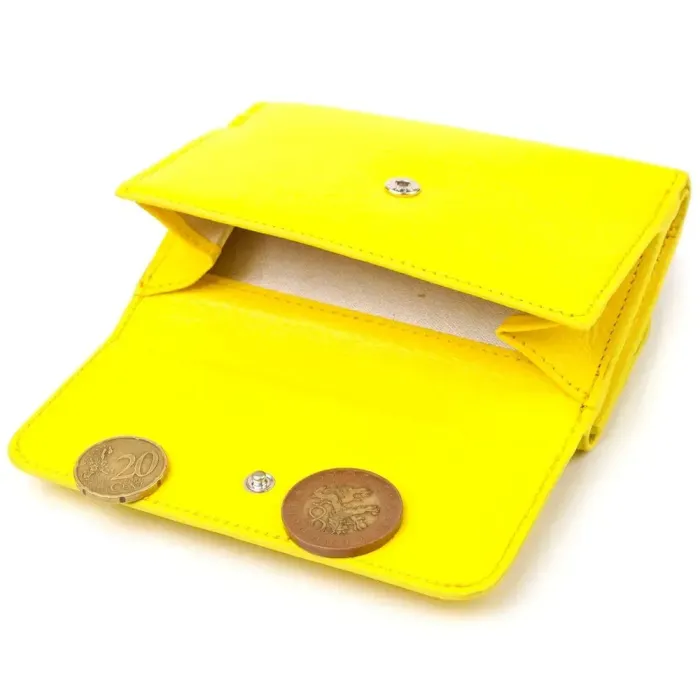 Молодіжний яскравий гаманець із натуральної шкіри флотар CANPELLINI 21597 Лимонний